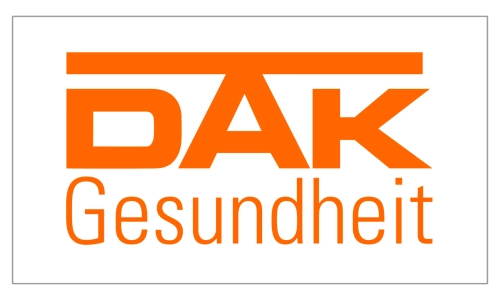 Logo der DAK Gesundheit in Orange auf weißem Hintergrund.