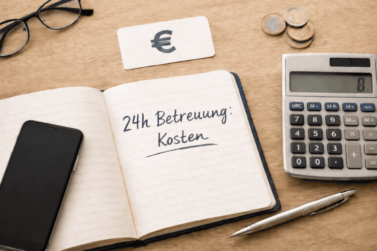 Ein Block mit einem Stift und Taschenrechner liegen auf einem Schreibtisch.